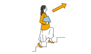 階段の上っている女性